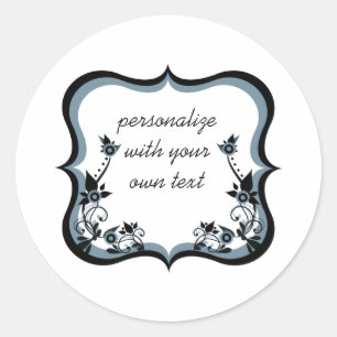 Sticker Rond Sassy Floral Frame Stickers, Dark Periwinkkl