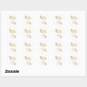 Sticker Rond Sassy Gold Typography with Floral Bows (Feuille)
