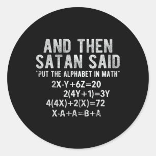 Sticker Rond Satan a dit l'alphabet en mathématiques Mathématiq