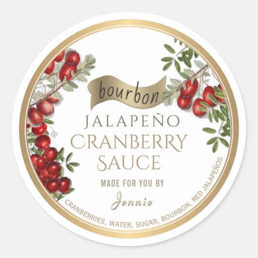 Sticker Rond Sauce aux canneberges de Bourbon Jalapeño (Devant)