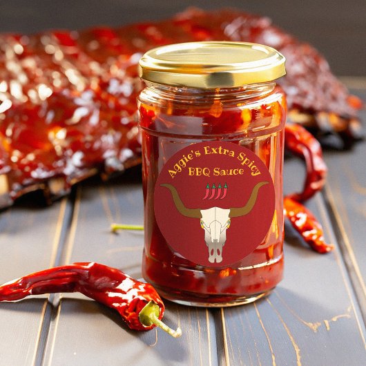 Sticker Rond Sauce barbecue au crâne de vache flamboyante