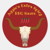 Sticker Rond Sauce barbecue au crâne de vache flamboyante (Devant)