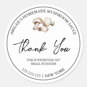 Sticker Rond Sauce Merci maison simple à base de champignons Ét