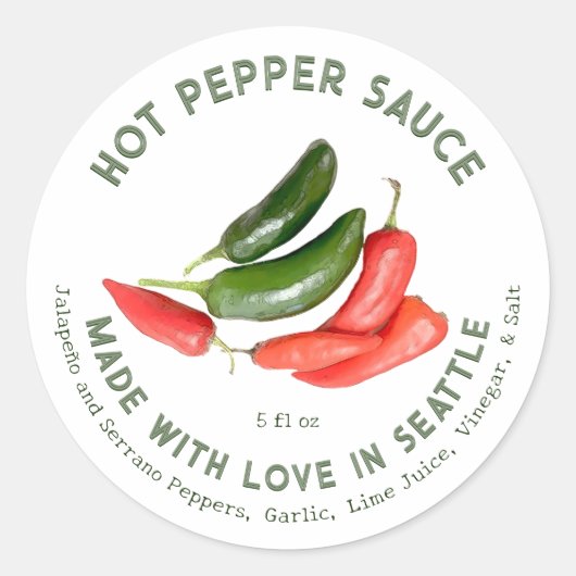 Sticker Rond Sauce poivre chaud Jalapeño & Serrano Fabriquée av (Devant)