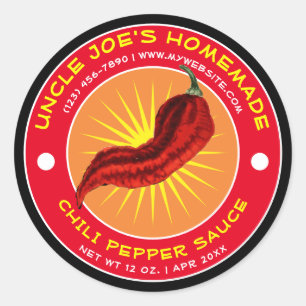 Sticker Rond Sauce poivrée au chili maison vintage
