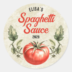 Sticker Rond Sauce spaghetti Cuisson personnalisée de style vin