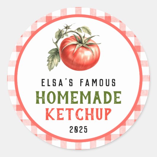 Sticker Rond Sauce tomate maison avec aspect de ferme de tomate (Devant)