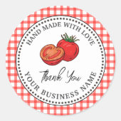 Sticker Rond Sauce tomate maison rustique à carreaux rouges  (Devant)