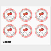 Sticker Rond Sauce tomate maison rustique rouge chèque (Feuille)