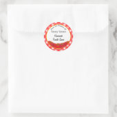 Sticker Rond Sauce tomate rouge blanc rétro Plaid Baking (Sac)