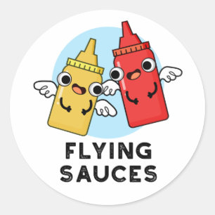 Sticker Rond Sauces volantes Funny Food Pun