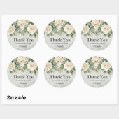 Sticker Rond Sauge blanche florale verte Or Anniversaire Remerc (Feuille)