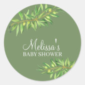 Sticker Rond Sauge moderne sauge verte branche cupcake topper (Devant)