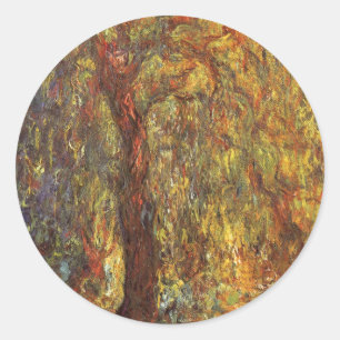 Sticker Rond Saule Pleureur par Claude Monet, Beaux-Arts Vintag