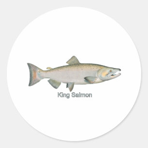 Sticker Rond Saumon du roi (titre)