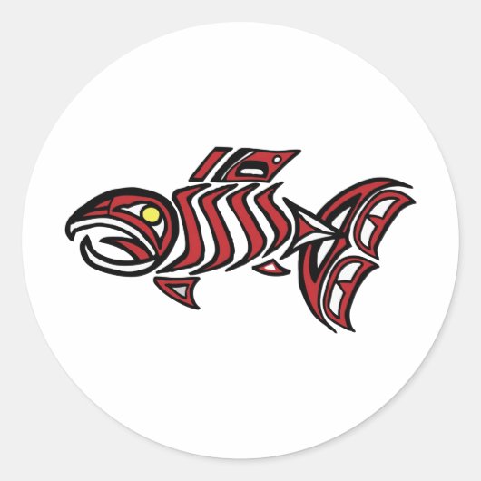 Sticker Rond Saumon haïda (Devant)