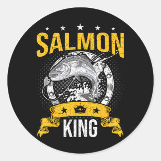 Sticker Rond Saumon King Fly Saumon Pêche