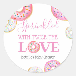 Sticker Rond  Saupoudré de beignets roses avec Twice the Love 