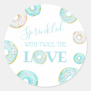 Sticker Rond Saupoudrer Bleu Donut