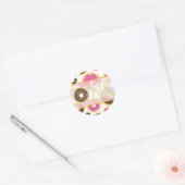Sticker Rond Saupoudrer Brown Donuts Donuts ONE 1er anniversair (Enveloppe)