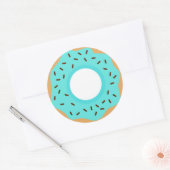 Sticker Rond Saupoudrer de chocolat de beignets bleus (Enveloppe)