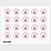 Sticker Rond Saupoudrer De Cupcake Rose Fait Maison, Cuit Avec  (Feuille)