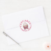 Sticker Rond Saupoudrer De Cupcake Rose Fait Maison, Cuit Avec  (Enveloppe)