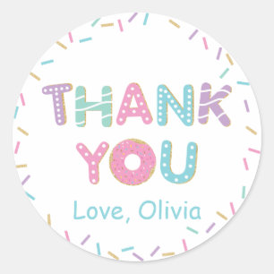 Sticker Rond Saupoudrer le Baby shower d'anniversaire Merci