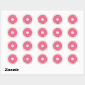 Sticker Rond Saupoudrer rose Fille Donut fête d'anniversaire (Feuille)