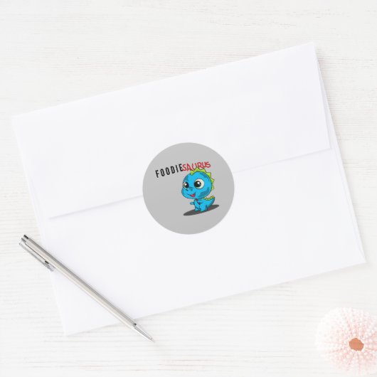 Sticker Rond Saurus - Cute Dinosaur (Enveloppe)