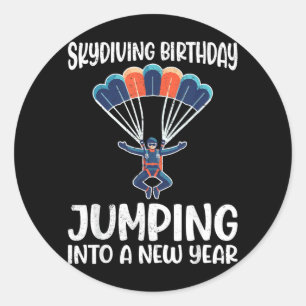 Sticker Rond Saut en parachute pour anniversaire : sauter dans