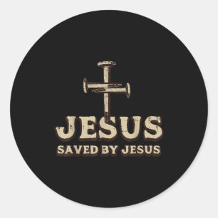 Sticker Rond Sauvé par la croix de Jésus Christ religieux Dieu