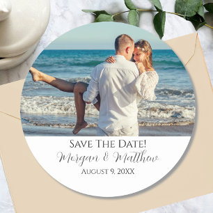 Sticker Rond Sauvegarder la date Personnaliser Photo & Noms