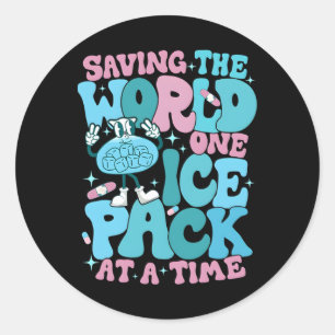 Sticker Rond Sauver Le Monde Un Pack De Glace À La Fois École I