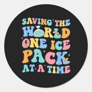 Sticker Rond Sauver Le Monde Un Pack De Glace À La Fois École I