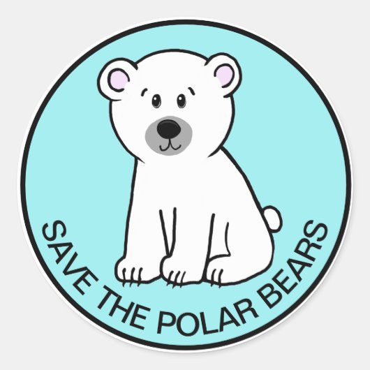 STICKER ROND SAUVER LES OURS POLAIRES (Devant)