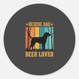Sticker Rond Sauver Papa Amateur de Bière Chien Vintage