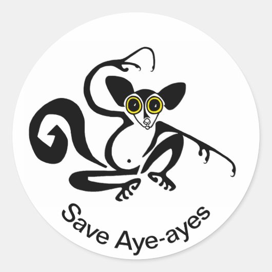 Sticker Rond Sauvez AYE-AYES Guerrier de la faune - Nature - (Devant)