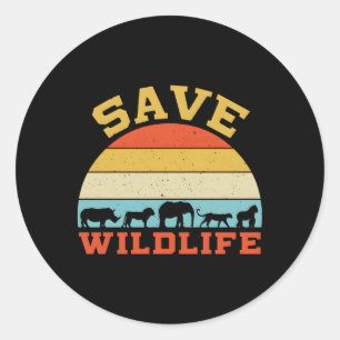 Sticker Rond Sauvez la faune en voie de disparition Rhino Lion