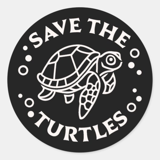 Sticker Rond Sauvez la faune marine des tortues (Devant)