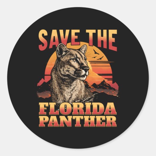 Sticker Rond Sauvez la Floride Panther Wildlife Cougar (Devant)