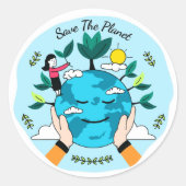 Sticker Rond Sauvez La Planète (Devant)
