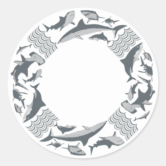 Sticker Rond Sauvez la vie des requins (Devant)