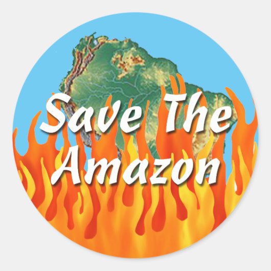 Sticker Rond Sauvez l'Amazonie (Devant)