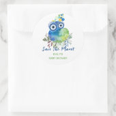 Sticker Rond Sauvez le Baby shower Planète (Sac)