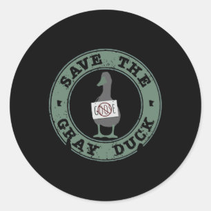 Sticker Rond Sauvez le canard gris drôle Animaux de Noël Ferme 