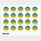 Sticker Rond Sauvez le drapeau ukrainien (Feuille)