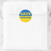 Sticker Rond Sauvez le drapeau ukrainien (Sac)
