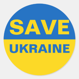 Sticker Rond Sauvez le drapeau ukrainien