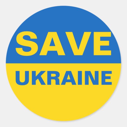 Sticker Rond Sauvez le drapeau ukrainien (Devant)
